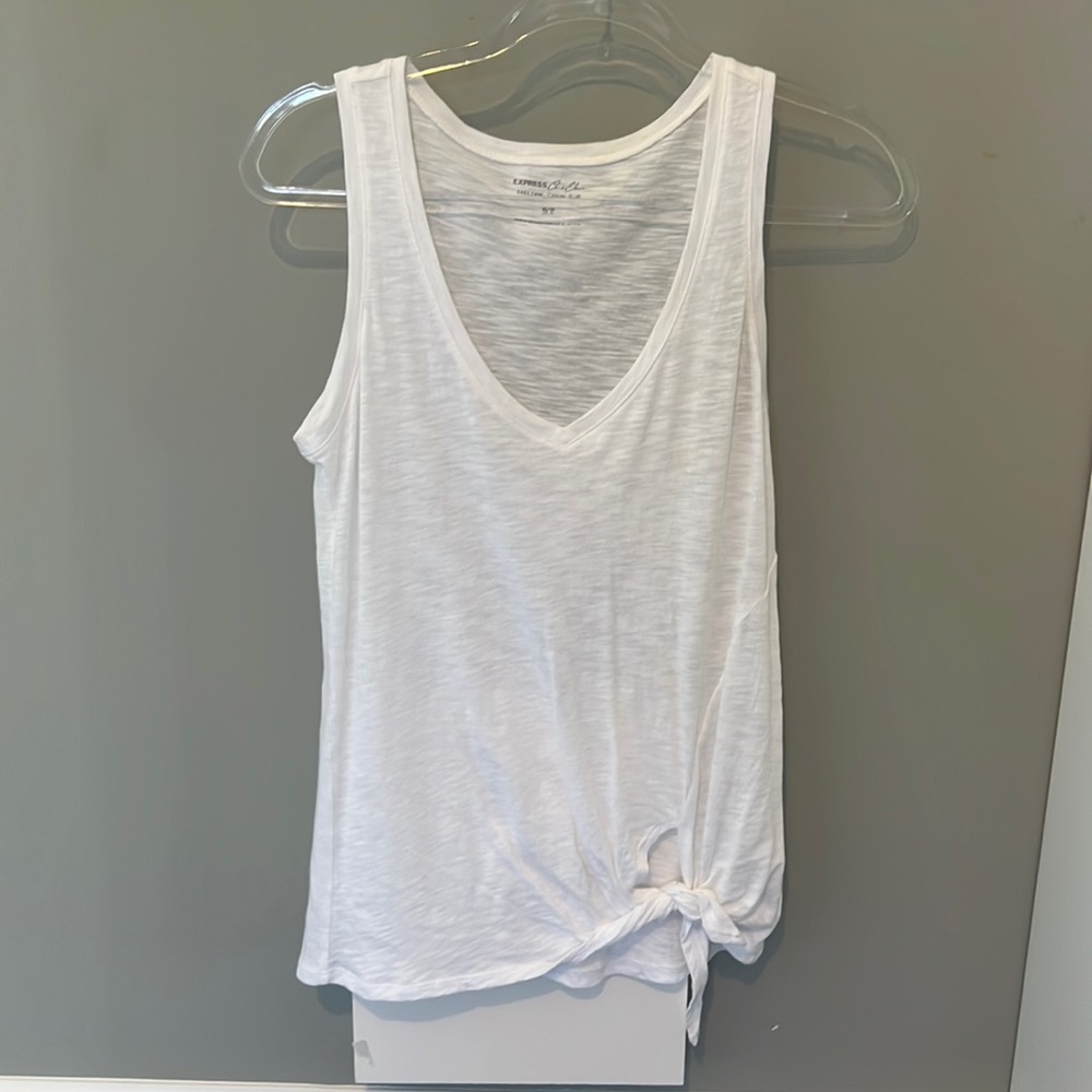 Express white tie front tank